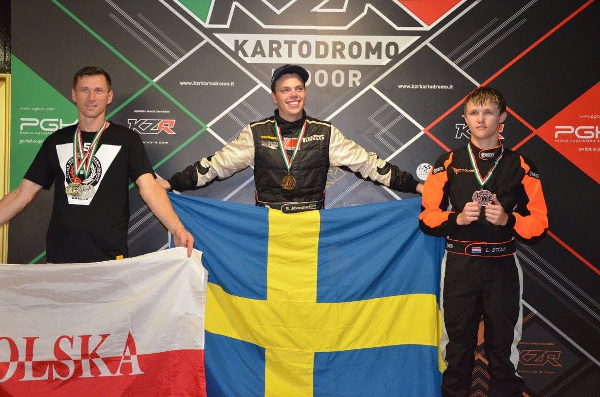 The 2016 Worlds podium — Rickard Javanainen on top with the Swedish flag